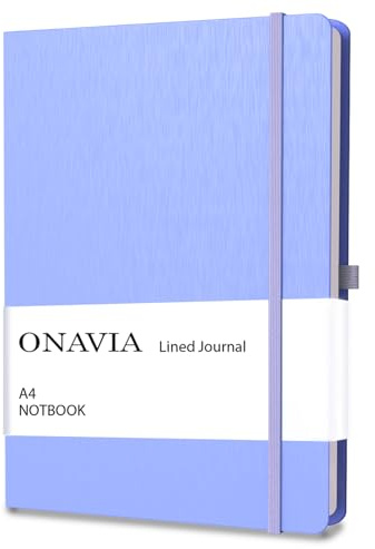 ONAVIA A4 Liniert Notizbuch, Notebook Hardcover, 80 Blätter (160 Seiten) 80 g/m², 7mm Linienabstand für zu Hause, Schule und Arbeit (Cornflower Blue)