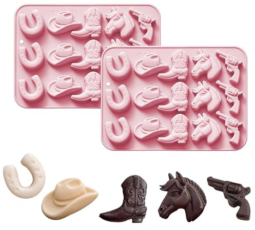 Cowboy-Schokoladen formen, Cowboy-Hut-Stiefel-Pferdes attel form Silikon-Süßigkeiten formen für Western-Themen-Party-Backformen Jello-Eiswürfel-Kerzen form für Cupcake-Kuchen-Dekorationen