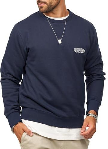 JACK & JONES Herren Sweatshirt mit Rundhals Crewneck Pullover Sweater für Männer im Regular-Fit
