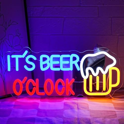 LMSIGNLY It's Beer O'clock Neon schild für Wanddekoration Bier LED Schild Dimmbar USB Bar LED Neon Schild Buchstaben Neon Schilder für Mann Höhle Garage Home BAR Pub Nachtclub Restaurant Dekor