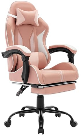 NSMAZXO Gaming Stuhl mit Fußstütze Ergonomisch mit Kopfstütze& Lendenkissen-Bürostuhl mit Premium- Technikstoff&130kg Tragfähig für Esports/Homeoffice/Zocken (Erwachsene/Jugendliche/Kinder)