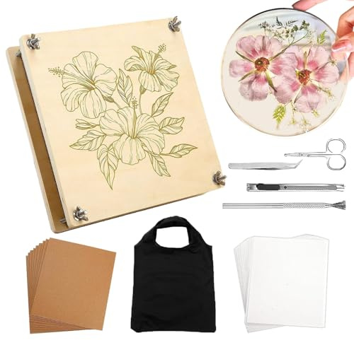 GkgWuxf Kit De Prensado De Flores | Juego de Madera para Secado de Plantas,Herramienta de Secado de 28x28 cm 10 Capas para Manualidades Adultos Niños Elaboración de Marcadores