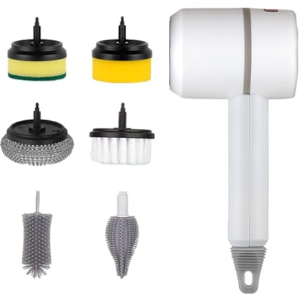Cepillo de Limpieza eléctrica: purificador portátil inalámbrico, Cepillo multifunción Efectivo para Ducha, Zapatos, Platos y Azulejos, Herramienta Duradera diseñada para tareas domésticas | Accesorio