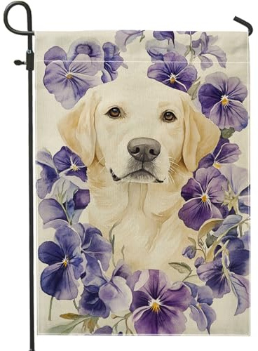Bandera de Jardín Flores de pensamiento violeta vibrante Impresión Banderin Reforzada Garden Flag para Cumpleaños Jardin 30x45cm