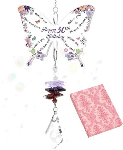 30th Birthday Gifts for Women Crystal Suncatcher Butterfly Gifts for Women 30th Birthday Presents for Women 1996 Gift for Mum Sister Friend Home Garden and Window Decoration (30th Birthday)