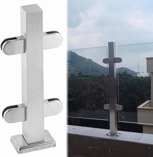 Kit ringhiera in vetro per balaustra, morsetto verticale per pannello in vetro, perfetto per terrazzo/piattaforma/casa/balcone, 1 pezzo (palo medio 85 cm) e design elegante