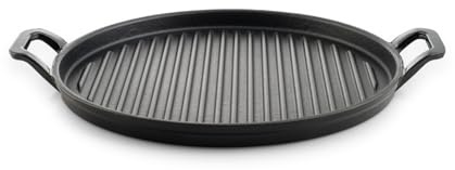 H&H Bistecchiera in Ghisa Smaltata Rotonda 31 cm con 2 Manici – Compatibile con Induzione e Tutti i Piani Cottura
