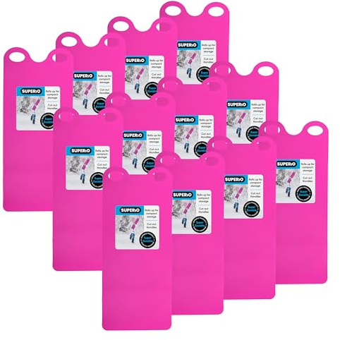 Superio Snow Slider Mat, Flexible Snow Sled Flying Carpet, Roll up Sleds for Kids and Adults 54 Lightweight Plastic Snowboard Sled (Pink), 12 Pack