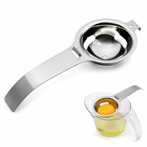 Egg Separator, Stainless Steel Egg Yolk White Filter, Food Grade Egg Divider for Fresh Eggs, No Mess Kitchen Gadget for Baking & Cooking, Dishwasher Safe Egg Sieve Tool
