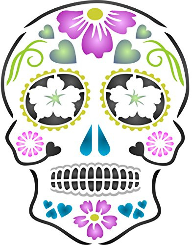 DAY OF THE DEAD Sugar Skull Schablone - 16.5 x 21.5cm - M