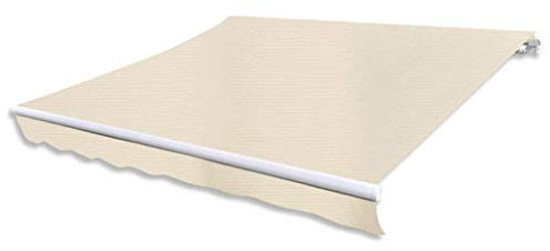 Tidyard Toldo Motorizado Plegable de Pared Toldo Persiana de Ventana Exterior para Patio Balcón Jardín Terraza,Estructura de Aluminio,400cm Crema(con Mando a Distancia)