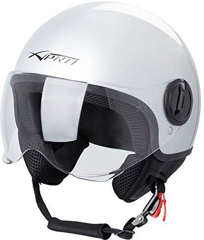 Casque Moto Scooter Demi Jet Visiere Ouvert Approuvé ECE 22-06 Argent XS