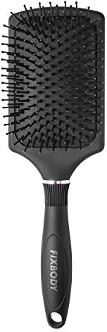 FIXBODY Paddle Brush with A Large Cushion, Smoothing Detangling Brush for Long Thick Hair, Both Wet & Dry - Black Mate