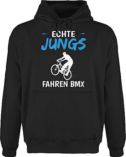 Hoodie Herren Pullover Männer - Fahrrad Bekleidung Radsport - Echte Jungs fahren BMX - L - Schwarz - radfahren kapuzenpullover bike radfahrer fahrrad- fahrrädern fahrradbegeisterte fahrradmotiv