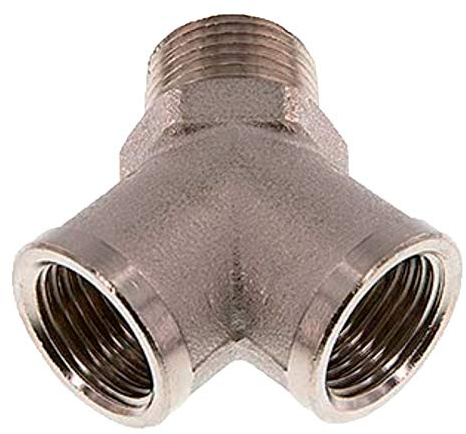 Qualitäts Druckluft Verteiler mit Innengewinde und Außengewinde | 2-fach Verteiler aus Messing vernickelt | 1/8 bis 1/2 Zoll WUNSCHGRÖSSE einfach selbst auswählen >>> 3/8 Zoll IG + AG
