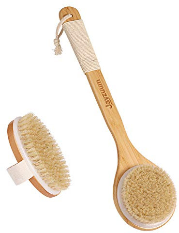 Jayzuum 2er Set Rückenbürste, Trockenbürste, Badebürste mit langem Stiel, Körperbürste Saunabürste für Peeling und Massage
