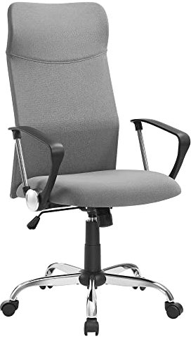 SONGMICS Bürostuhl, ergonomischer Schreibtischstuhl, Drehstuhl, gepolsterter Sitz, höhenverstellbar und neigbar, bis 120 kg belastbar, grau OBN034G01