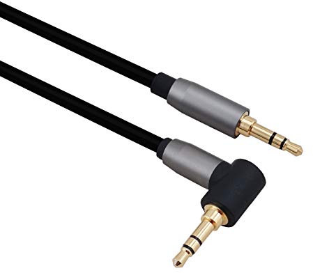 Helos Cable de conexión, clavija de 3,5 mm macho a conector 90°, Premium, 2 m, color negro