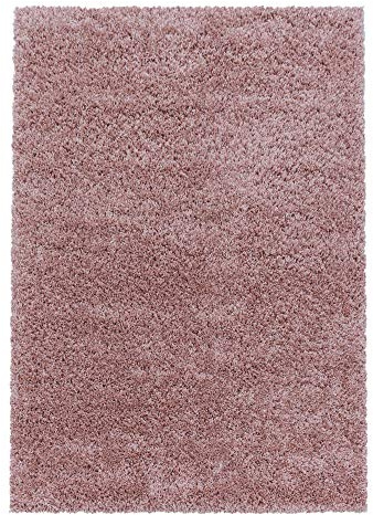 Teppium Moderner Hochflor Teppich Läufer Flur 80 x 250 cm Rosa - Shaggy Flauschiger Teppich, Extra Weich und Pflegeleicht - Ideal als Bettvorleger Schlafzimmer, Küchenläufer, Wohnzimmerteppich