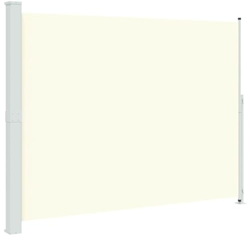 vidaXL Toldo Lateral Retráctil para Patio Separador Terraza Balcón Pantalla Solar Viento Enrollable Función Retroceso Automático Crema 220x300 cm