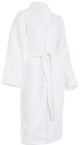 Brandsseller Bademantel Damen & Herren Baumwolle Unisex Leichter Morgenmantel Waffel-Pique