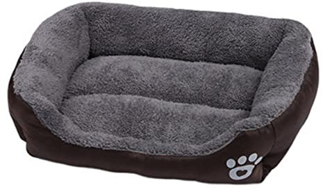 Haustier-Hundebett für kleine, mittelgroße und große Hunde, rutschfest, orthopädisch, für Katzen, Hunde, Decke, Kissen, Tiefschlaf, Matratze, Washbale (S), Kaffeebraun