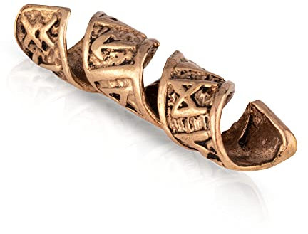 NKlaus Bronze Bartperle Bartspirale Runen Haarperle Herren Haar Bartschmuck Perle 2156