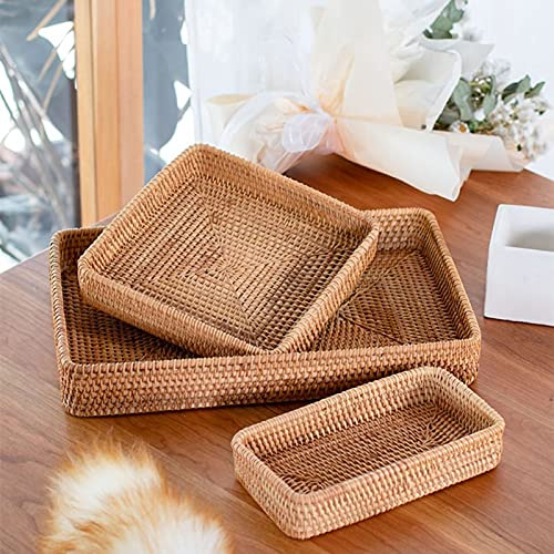 DUPU Canasta de Almacenamiento de ratán de Rota a Mano Cuadrado Tray de Mimbre Cesta de Picnic Pan Placa de Comida Pastel de Fruta Cake Dries Box