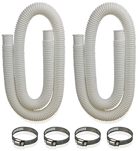DAILJMON Poolschläuche Ersatzschläuche für oberirdische Pools, weiß1.25/32MM Durchmesser-Länge 59/150CM Universal-Schwimmmen Pools Schlauch Zubehör Pool-Pumpe/Filter (2 PCS Schläuche und 4 Klemmen)