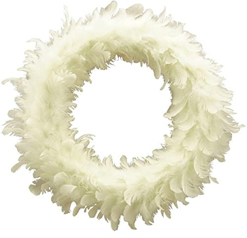 MACOSA Exner EX243087 Federkranz gelb Federn Tischdeko hellgelb Kränze Kränzchen Osterkranz Osterdekoration Nest Natur Ostern Deko Türkranz Dekokranz Dekoration, 25 x 3,5 cm