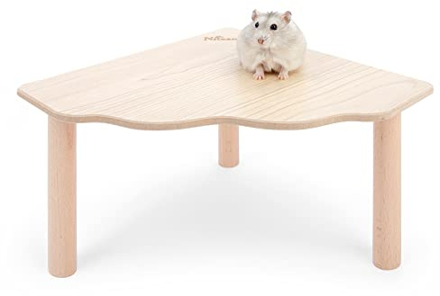Niteangel Hamster Play Wooden Platform for Dwarf Syrian Hamsters Gerbils Mice Degus or Other Small Pets (Triangle - 4.7'' Height, Burlywood)