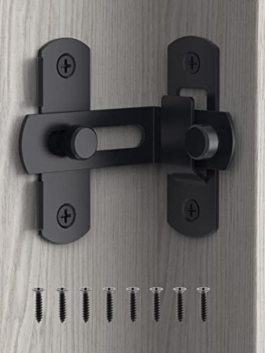 MeBantoo 90 Degree Flip Barn Door Lock, Safety Stainless Steel Lock Latch for Right Angle Curved Door, Garden, Garage, Wine Cabinet, Closet (1 Pack Black)