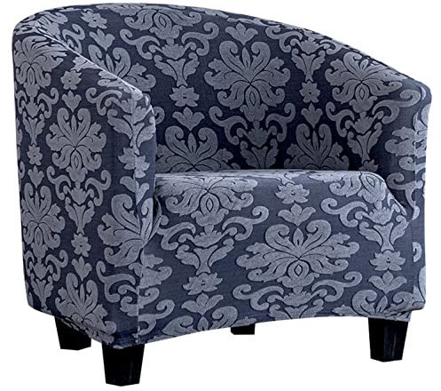 Sesselbezug Club Chair Schonbezug Jacquard Stretch Husse Weicher Abnehmbarer Clubsesselbezug Für Bar Cafe Hotel Wohnzimmer -grau-