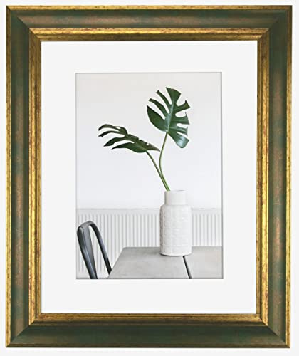 myposterframe Bilderrahmen Echtholz 60 x 80 cm Dysnomia – Edler Barockrahmen für Bilder, Photos & Gemälde – Hoch- & Querformat möglich – Grün Gold