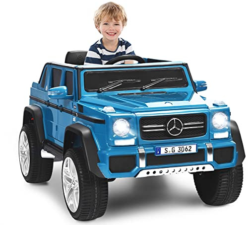 COSTWAY Elektrisk bil för barn, Mercedes-Benz Maybach, 12 V elektrisk barnbil med musik, tuta och LED-lampor, elektrisk bil 2,5–5,5 km/h, inkl. 2,4 G-fjärrkontroll, för barn från 3 år (blå)