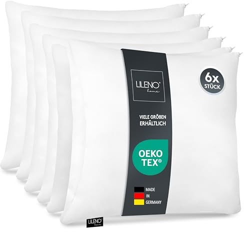LILENO HOME Mikrofiberkudde 50 x 60 cm [set om 6] tvättbar upp till 95 grader med dragkedja – kudde 50 x 60 cm som kudde för säng eller som dekorativa kuddar – soffkuddar och dekorativa kuddar