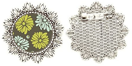 Fiore Giallo Crisantemo Fiore Argento Fiore Spilla Gancio Pin Breastpin, Medio