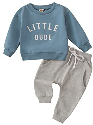 WYSUMMER Baby Boy Set di Vestiti per Bambini con Stampa a Lettere Maglioni Pantaloni Tuta a Maniche Lunghe Maglietta e Pantaloni per Bambini Piccoli