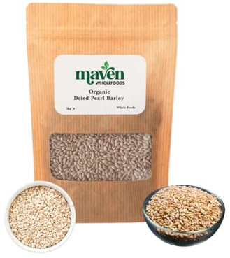 Maven Wholefoods Organic Pearl Barley Grain 1kg | Raw Barley Seeds | High Fibre & Plant Protein | GMO Free | Vegan & Vegetarian | 100% Natural Grain for Soups, Salads & Healthy Cooking