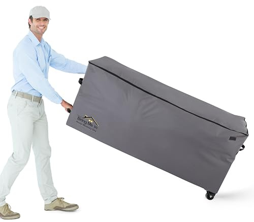 NettyPro Rolling Cushion Storage Bags with Wheel and Handle, Outdoor Patio Large Storage Container for Furniture Pillow Christmas Tree 9 Ft, 65 x 20 x 28 Inch, Grey