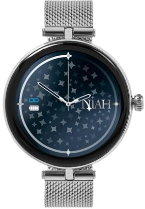 TECHMADE Smartwatch Niah Lyra, orologio digitale gioiello, schermo AMOLED, chiamate, notifiche, funzione SOS, sport, compatibile con IOS e android (MAGLIA MILANO SILVER)