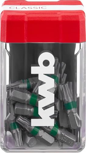 kwb Mini-Case 25-tlg. Bit-Set, 25 mm, T25 | S2-Stahl | integrierter Spenderdeckel |robuste Aufbewahrungsbox | C 6.3-Schaft | Farbring für Abtriebe