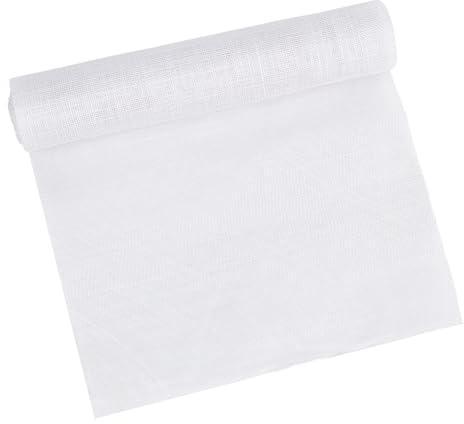 BENECREAT 90x50cm Weiß Leinen Mesh Stoff, Sinamay Hut Mesh Netting Stoff Rolle für Bouquet Wrapping, Frauen Braut Kopfschmuck Schleier machen