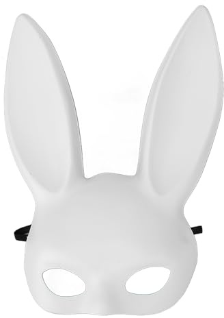 Zhangpu Masque d'Halloween avec lapin blanc - Demi-masque de cosplay - Accessoire de fête