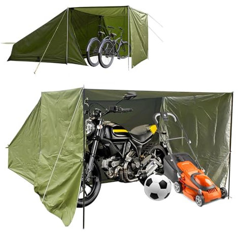 YSMSMZJK Zeltgarage mit Abnehmbarem Schattentuch Fahrrad Garage Outdoor mit 210D Oxford-Gewebe PU4000 Wasserdicht Motorradgarage Winterfest Motorrad Zelt