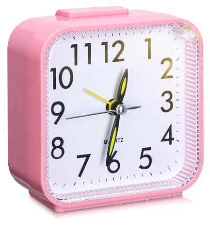 Birshe Quartzwecker, Analog, leise, Wecker, ohne Tick, Schlummerfunktion und Nachtlichtfunktion, Bester Reisewecker, tragbar, Größe Wecker, analog