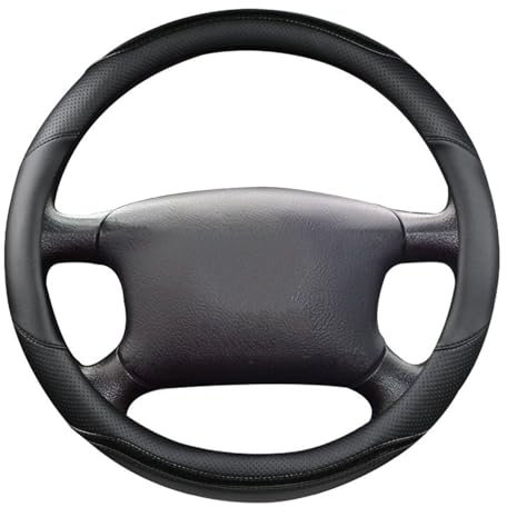 Lenkradbezug Für VW T4 Für DERMAY Auto Lenkradbezug Kohlefaser PU Leder 5 Farben Autozubehör Lenkradhüllen(O Shape Black)