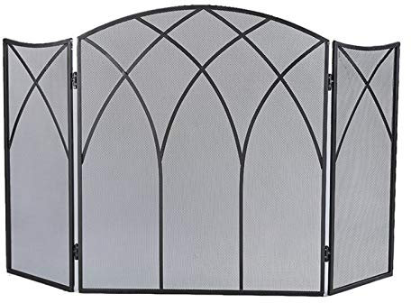 TAIYUESHAN Funkenschutz für Kamine, kindersicherer Kaminschutz, 3-teiliger Kamingitter-Schutz, Funkenschutz für Kamine – 85,1 x 130,1 cm, Sehnsucht nach