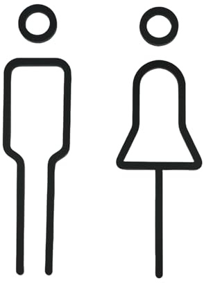 Tocone Adhesivo Acrílico Señales Baño Signo Mujer Hombre Placa Puerta WC Señalización Aseos (Negro)