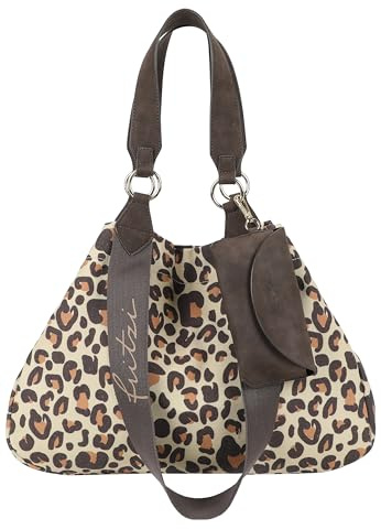 Fritzi Izzy Medium Limited Leo Camel Shopper Damen Schultertasche Handtasche Freizeit Alltag Magnetverschluss Canvas 39 x 42 x 15 cm, Camel